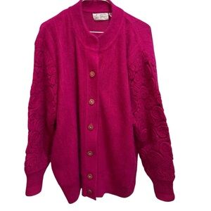 Vintage 70’s Eddie Wassin fuchsia angora blend sweater women’s size large